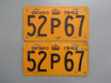 1942 YOM Clear Ontario License Plates