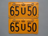 1942 YOM Clear Ontario License Plates