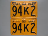 1942 YOM Clear Ontario License Plates