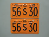 1942 YOM Clear Ontario License Plates