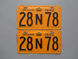 1942 YOM Clear Ontario License Plates