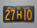 1943 YOM Clear Ontario License Plate