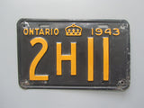 1943 YOM Clear Ontario License Plate