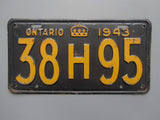 1943 YOM Clear Ontario License Plate