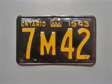 1943 YOM Clear Ontario License Plate