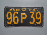 1943 YOM Clear Ontario License Plate