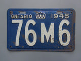 1945 YOM Clear Ontario License Plate