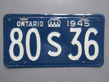 1945 YOM Clear Ontario License Plate