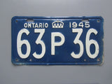 1945 YOM Clear Ontario License Plate