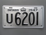 1947 YOM Clear Ontario License Plate