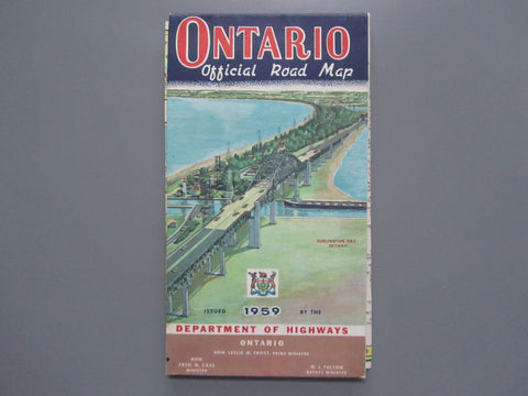 1959 Ontario Official Government Road Map