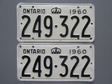 1960 YOM Clear Ontario License Plates
