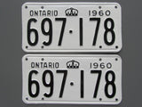 1960 YOM Clear Ontario License Plates