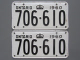 1960 YOM Clear Ontario License Plates