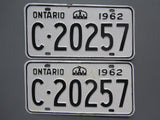 1962 YOM Clear Ontario License Plates