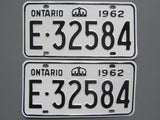 1962 YOM Clear Ontario License Plates