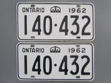 1962 YOM Clear Ontario License Plates