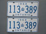 1968 YOM Clear Ontario License Plates