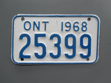 1968 YOM Clear Ontario Motorcycle License Plate