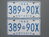 1968 YOM Clear Ontario License Plates