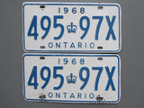 1968 YOM Clear Ontario License Plates