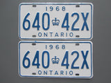 1968 YOM Clear Ontario License Plates
