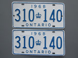 1968 YOM Clear Ontario License Plates