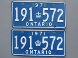 1971 YOM Clear Ontario License Plates