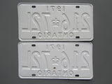 1971 YOM Clear Ontario License Plates