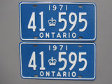 1971 YOM Clear Ontario License Plates