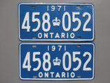 1971 YOM Clear Ontario License Plates