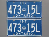 1971 YOM Clear Ontario License Plates