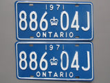 1971 YOM Clear Ontario License Plates