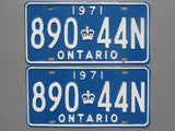 1971 YOM Clear Ontario License Plates