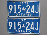 1971 YOM Clear Ontario License Plates