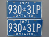 1971 YOM Clear Ontario License Plates