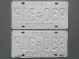 1971 YOM Clear Ontario License Plates