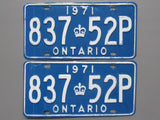 1971 YOM Clear Ontario License Plates