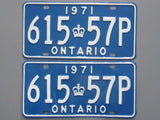 1971 YOM Clear Ontario License Plates