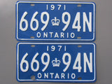 1971 YOM Clear Ontario License Plates