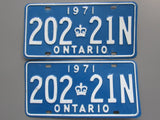 1971 YOM Clear Ontario License Plates