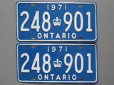 1971 YOM Clear Ontario License Plates