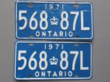 1971 YOM Clear Ontario License Plates