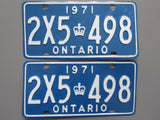 1971 YOM Clear Ontario License Plates