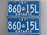 1971 YOM Clear Ontario License Plates