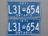 1971 YOM Clear Ontario License Plates