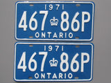 1971 YOM Clear Ontario License Plates