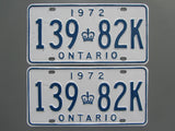 1972 YOM Clear Ontario License Plates