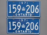 1971 YOM Clear Ontario License Plates
