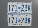 1972 YOM Clear Ontario License Plates
